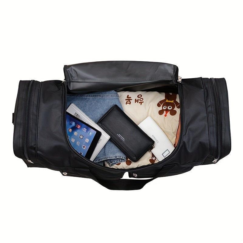 Extra Large Capacity Sports Duffel Bag, Durable Oxford Cloth Travel Bag with Positioning Printing, European and American Style, Baigou Produced, Hand Washable - Unisex Shoulder and Hand Carry Luggage for Short Business Trips