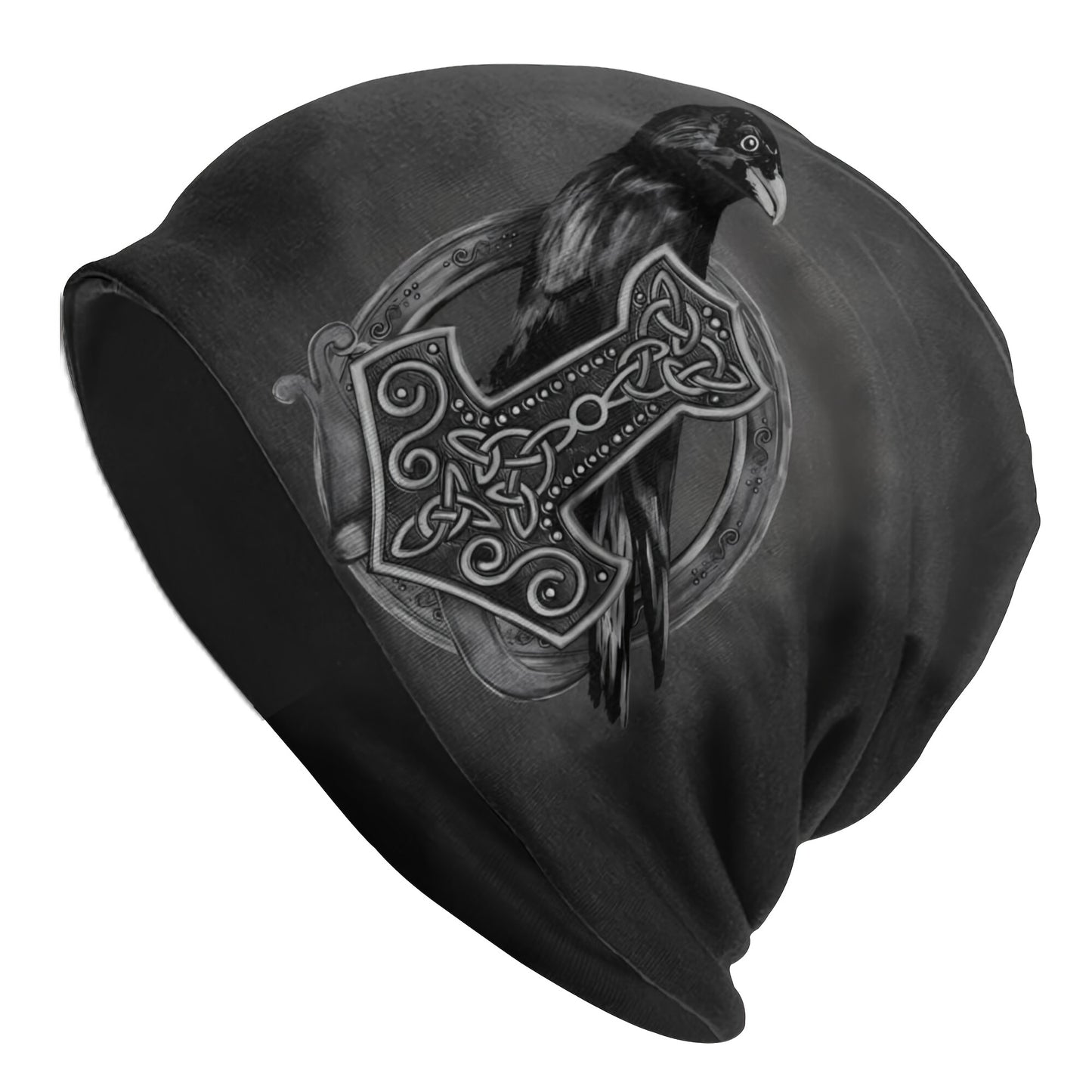 1pc Viking Thin Skullies Beanies Caps Hammer Of Thor Raven Wolf Hat For Unisex Ski Cap.