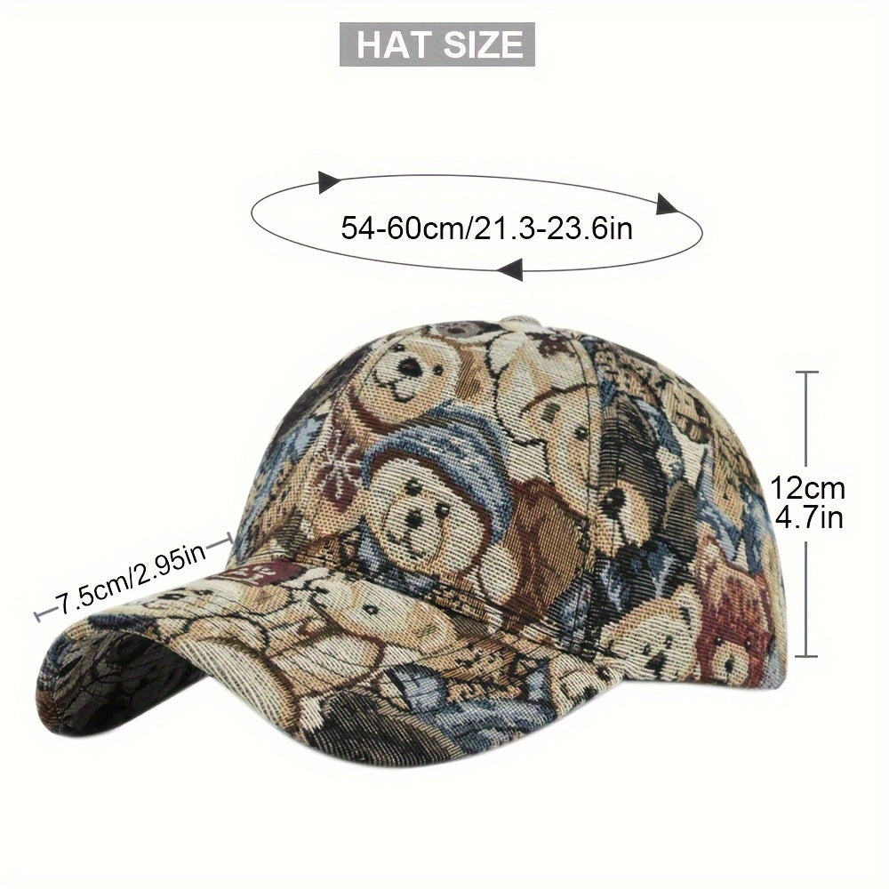 1Pc Cute Bear Baseball Cap New Spring Sunhat Dog Print Men Women Unisex-Teens Cotton Snapback Caps Fashion Hip Hop Vintage Hat