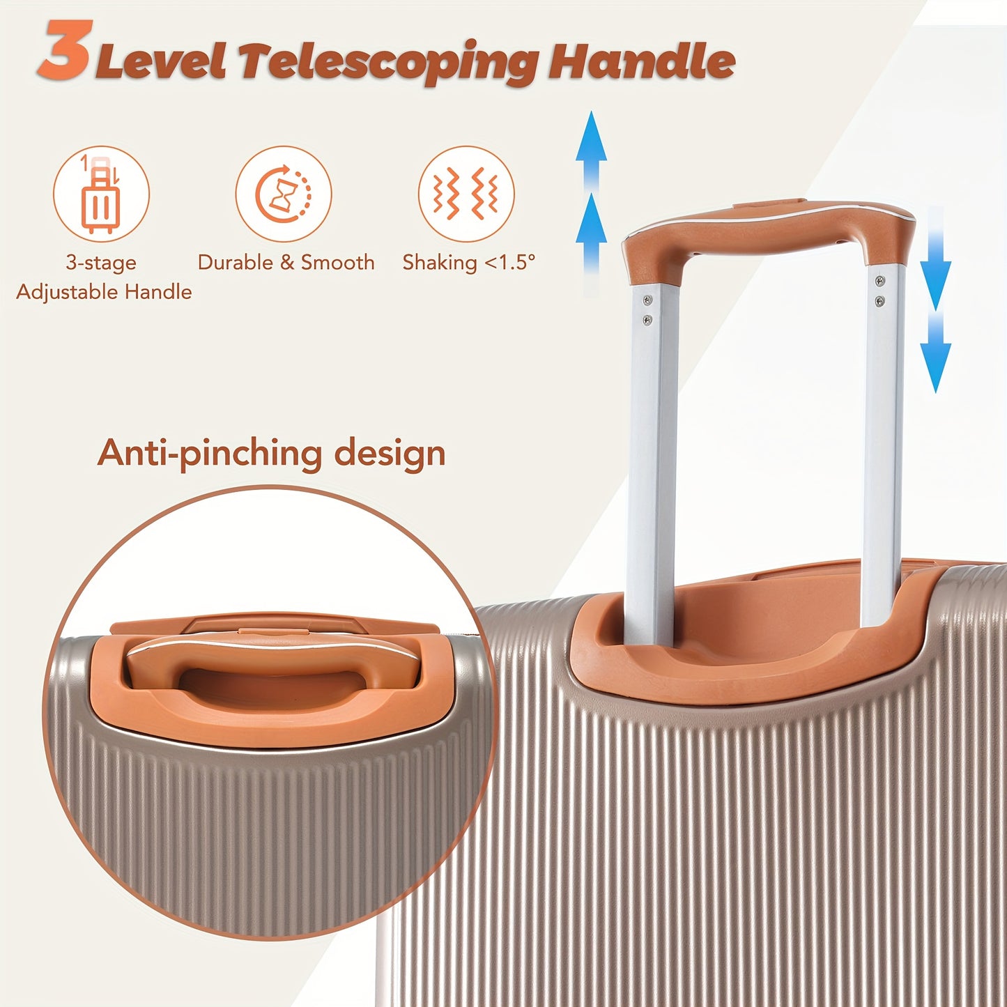 3-Piece Durable Hard Shell Luggage Set - Portable and Secure Travel Companion with Dual Rotating Wheels, TSA Lock, and Anti-Theft Design - Ideal for Weekend Getaways, Business Trips, and Family Vacations