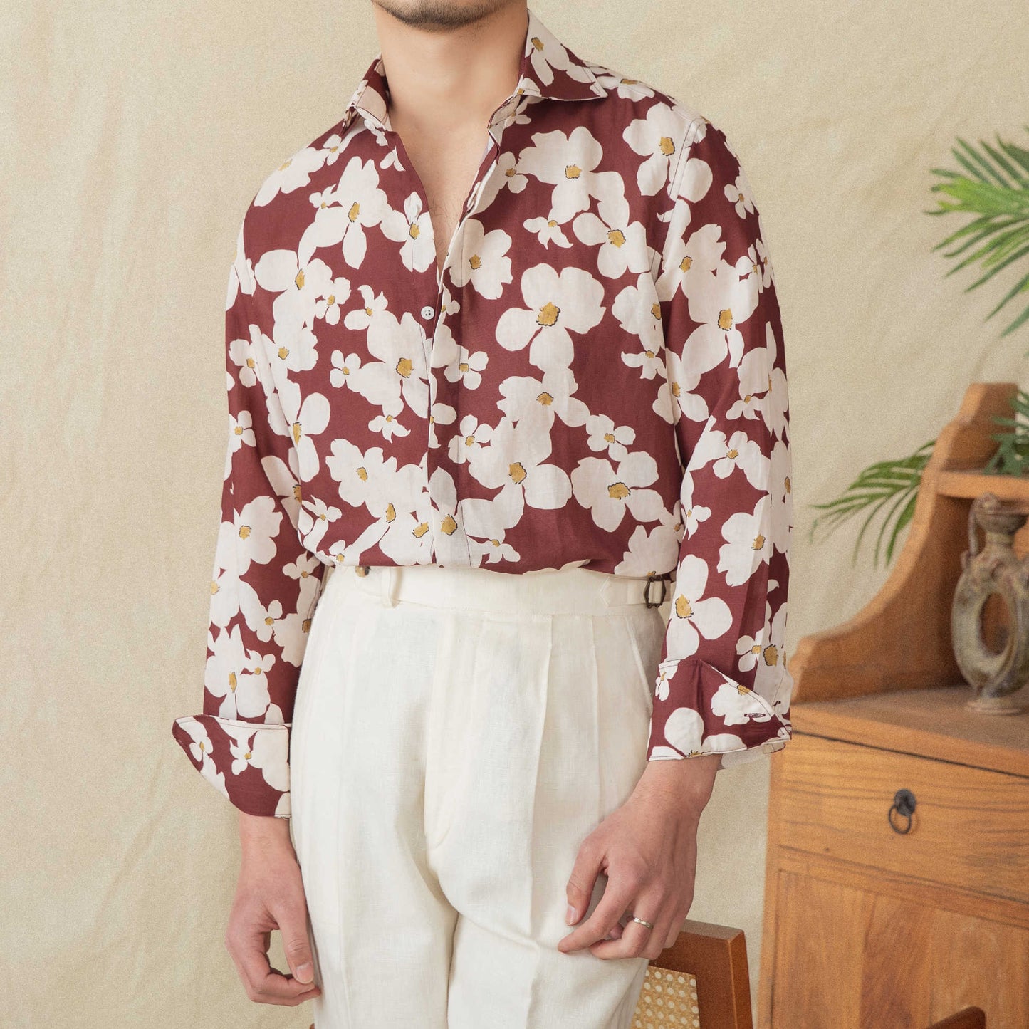 Men's Printed Long Sleeve Cardigan Shirt