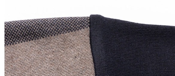 Men Warm Stripe Casual Round Collar Loose Needle