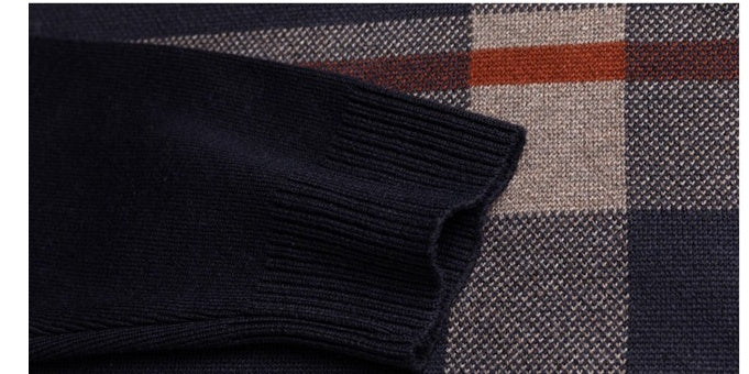 Men Warm Stripe Casual Round Collar Loose Needle