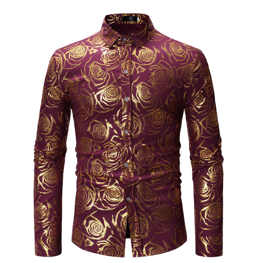 Fashion Fashion Floral Printed Men's Casual Long Sleeve Shirt