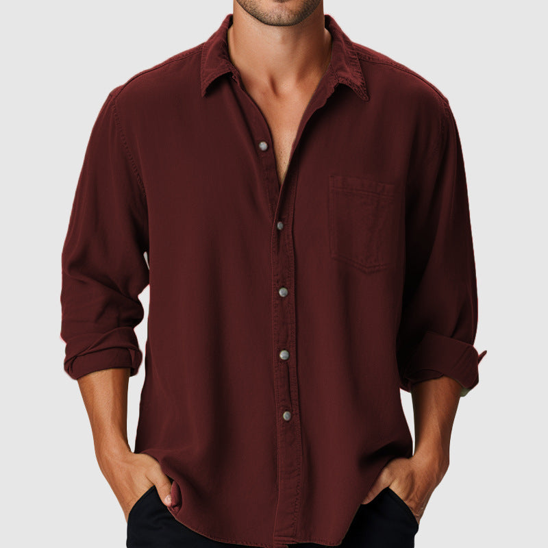 Pure Color Men's Beach Holiday Fashion Shirt