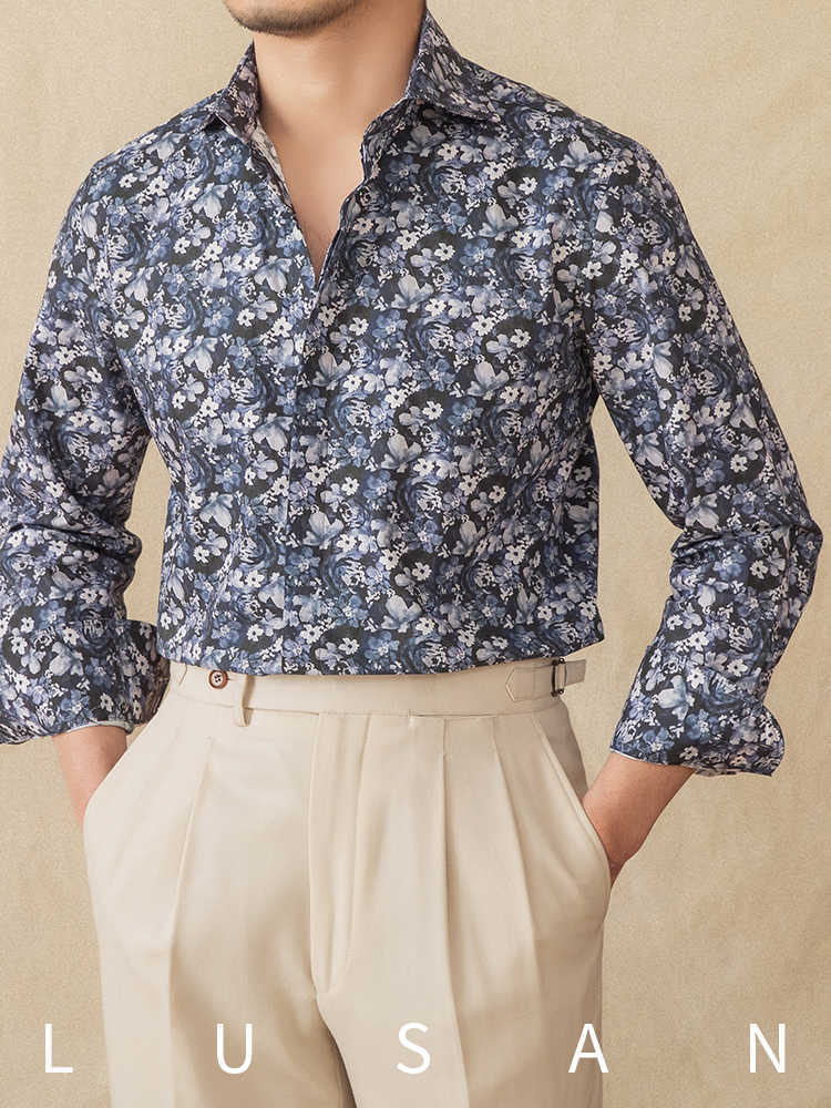 Fashion Printed Cotton Long Sleeve Shirt Spring And Summer Retro