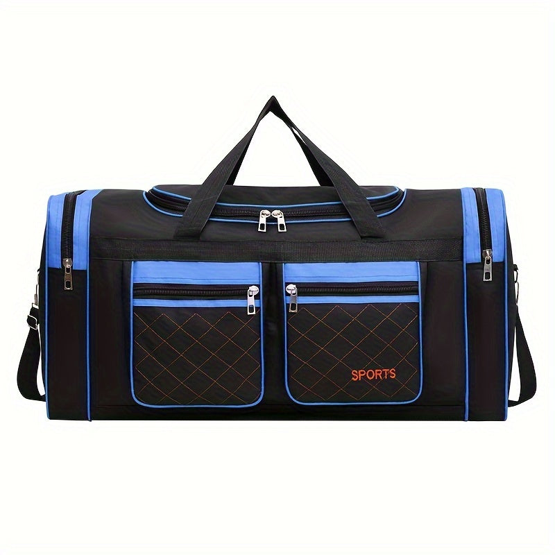 Extra Large Capacity Sports Duffel Bag, Durable Oxford Cloth Travel Bag with Positioning Printing, European and American Style, Baigou Produced, Hand Washable - Unisex Shoulder and Hand Carry Luggage for Short Business Trips
