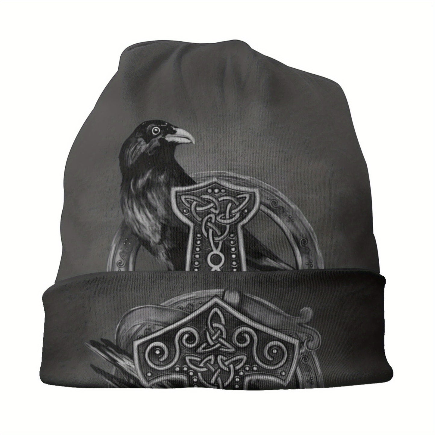 1pc Viking Thin Skullies Beanies Caps Hammer Of Thor Raven Wolf Hat For Unisex Ski Cap.