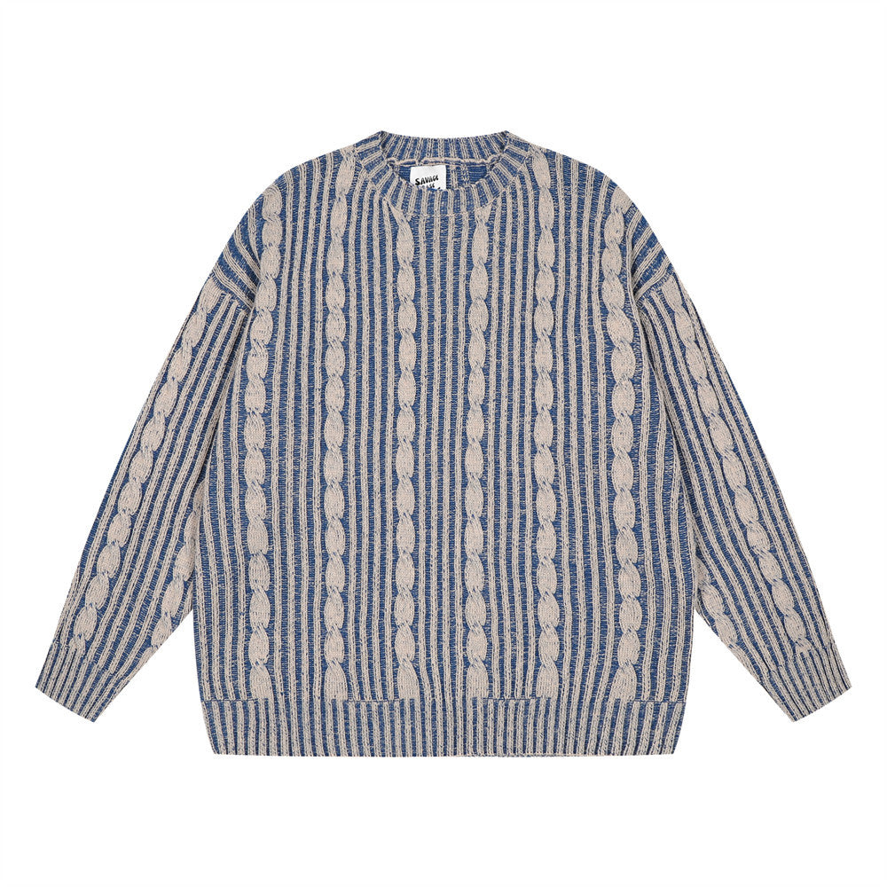Fashion Vertical Stripes Casual Sweater Men