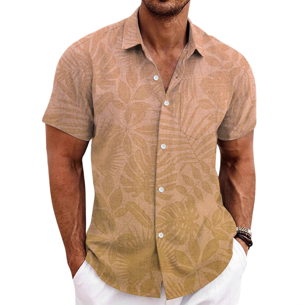 Solid Color Short Sleeve Cardigan Beach Shirt