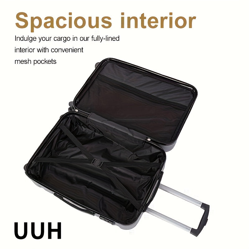 UUH-3-Piece Luggage Set-Telescoping Handle, Spinner Wheels, -Durable ABS Shell-Combination Locks, Smooth-Rolling Trolley Wheels-20/24/28 Inches Perfect For All Trip