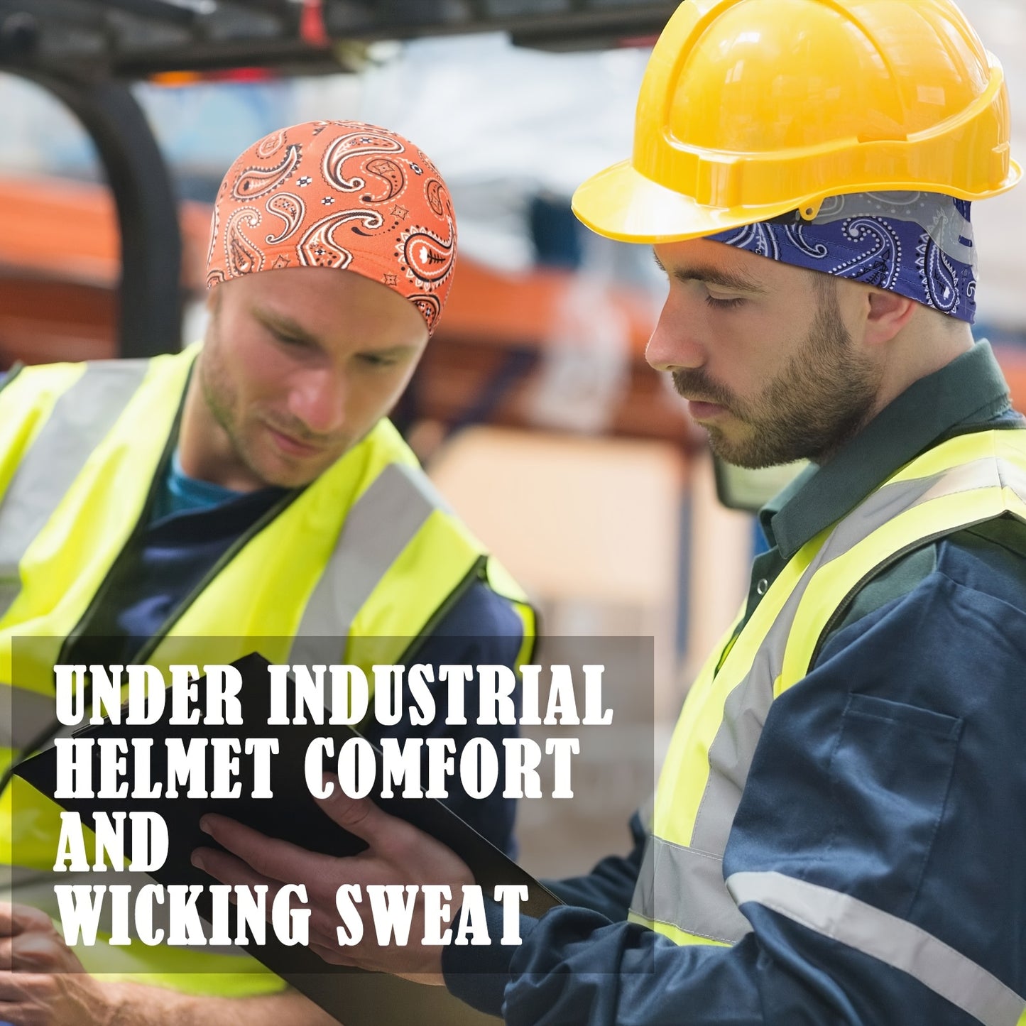 [Cooling Skull Caps] 6pcs Sweat-Wicking Men's Cooling Skull Caps - Paisley Pattern, Breathable Beanie Helmet Liners for Cycling & Running, Multicolor