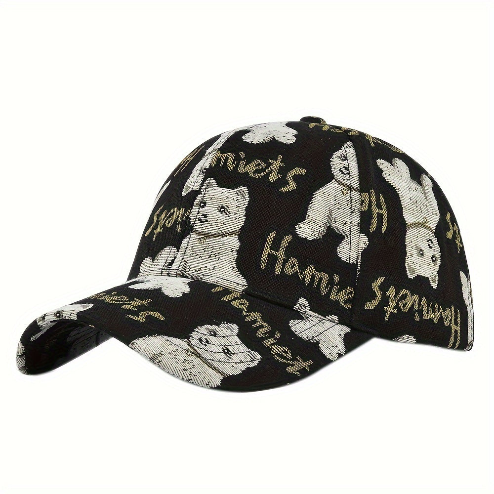 1Pc Cute Bear Baseball Cap New Spring Sunhat Dog Print Men Women Unisex-Teens Cotton Snapback Caps Fashion Hip Hop Vintage Hat