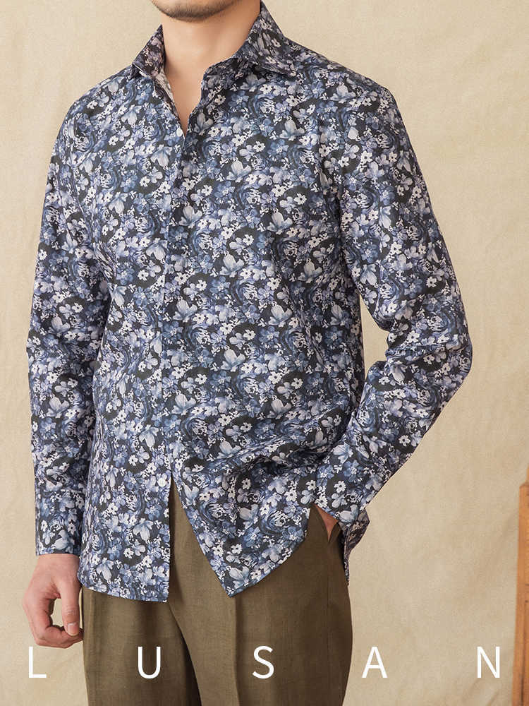 Fashion Printed Cotton Long Sleeve Shirt Spring And Summer Retro