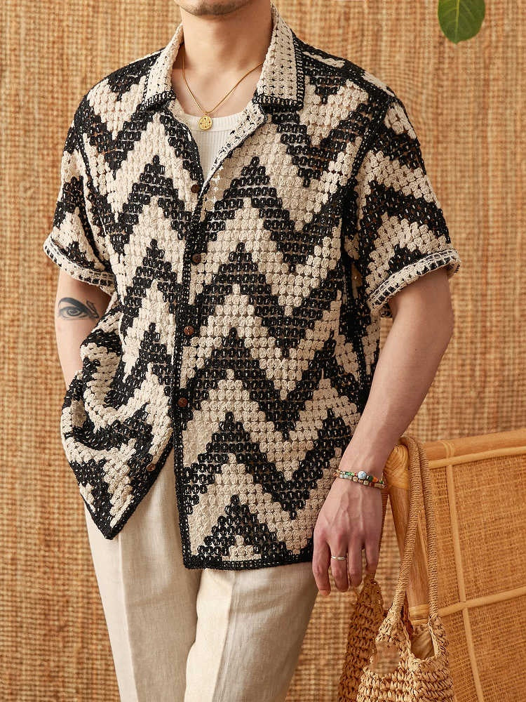 Beach Knitted Short-sleeved Cardigan Loose Casual Top