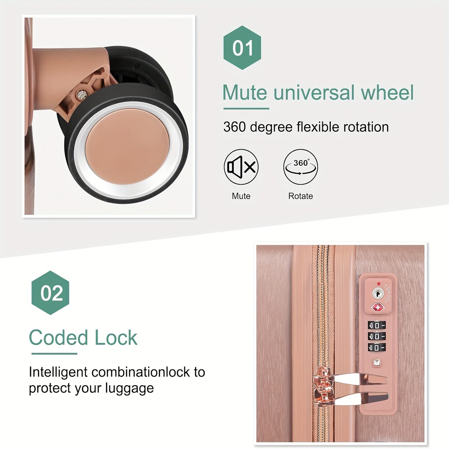 5-Piece Deluxe Travel Luggage Set - Durable ABS Hard Shell, Smooth Spinner Wheels, Ergonomic Aluminum Alloy Handle, Lightweight, Stylish Suitcase for Women and Men - Perfect for Business Trips, Family Vacations, and Adventure