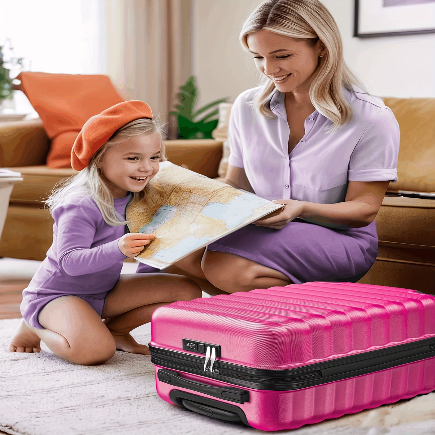 3-Piece Set Luggage (20"+24"+28") for Travel, Large Space and Elegant color, with Secure Combination Lock