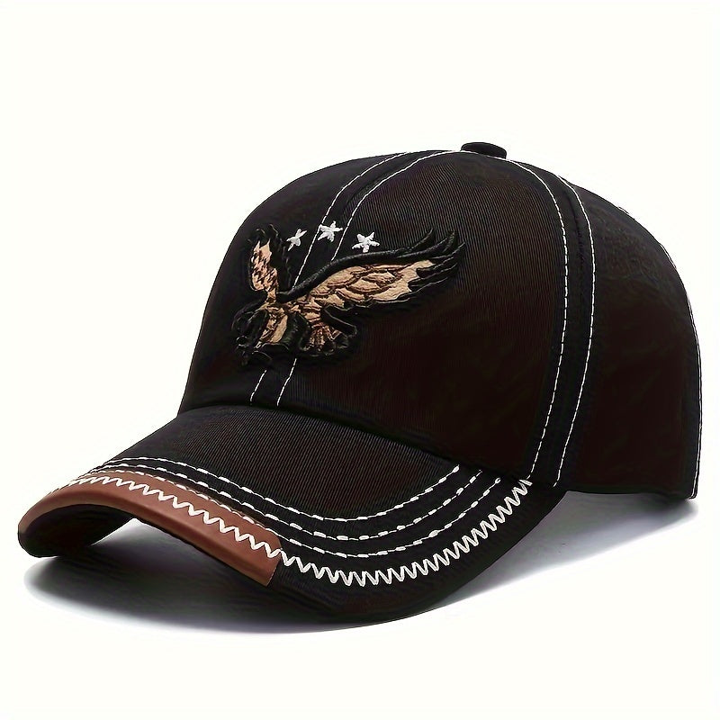 [2pcs Breathable Baseball Cap] 2pcs Breathable Baseball Caps with Eagle Embroidery - Fashionable Sun Protection for Outdoor Sports, Perfect Gift Idea