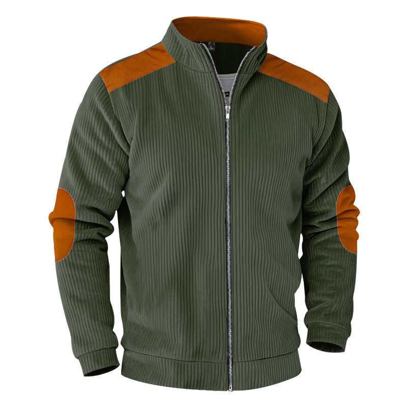 Retro Stand Collar Zipper Cardigan Casual Jacket For Men