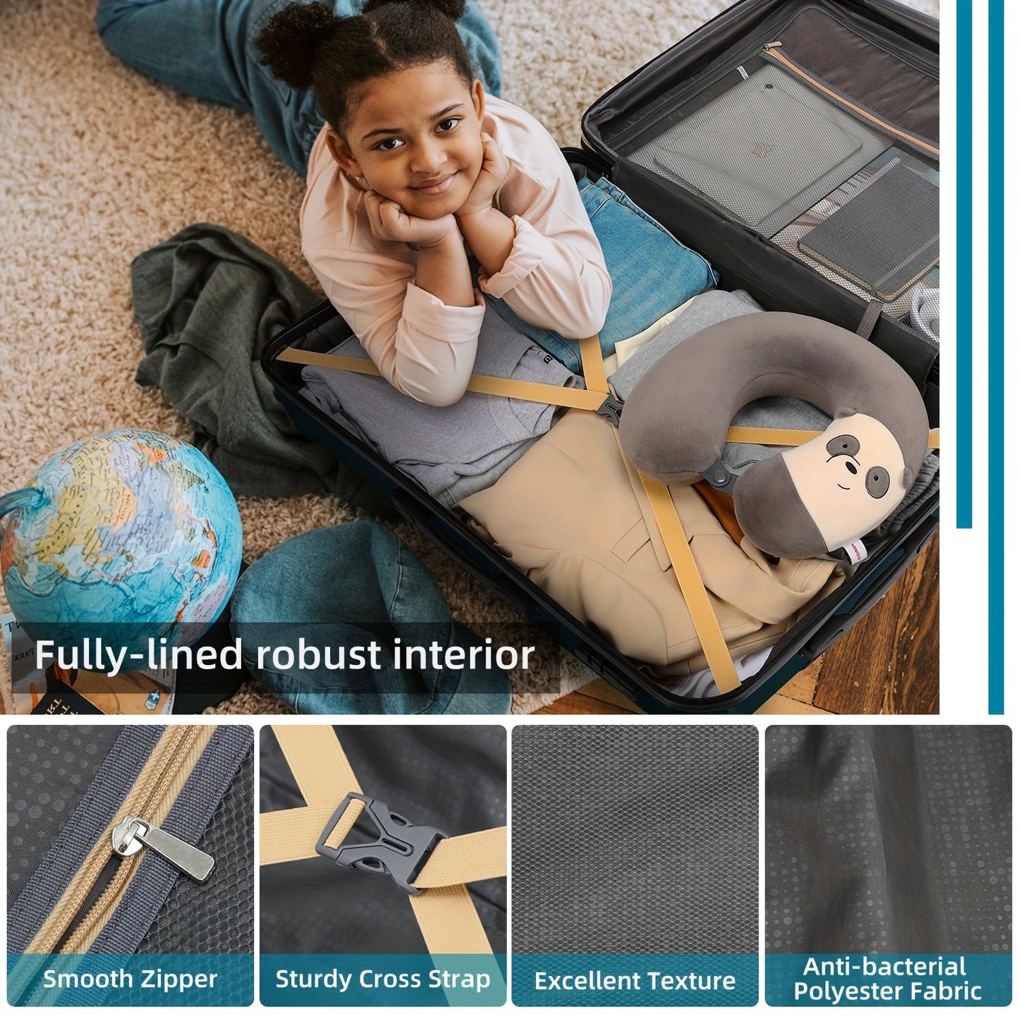 Luggage Sets 5 Piece, Expandable (Only 24"&28") PP Suitcase With Spinner Wheels, TSA Lock Durable Luggage Sets Carry On Luggage Suitcase Set For Women