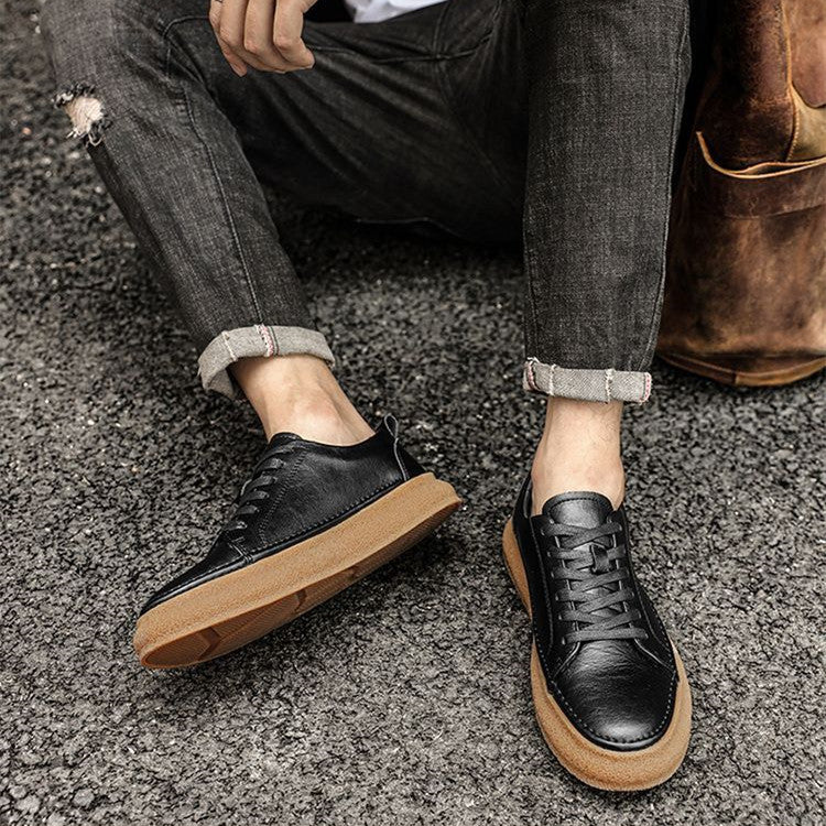 Casual Breathable Versatile And Trendy British Leather Board Shoes