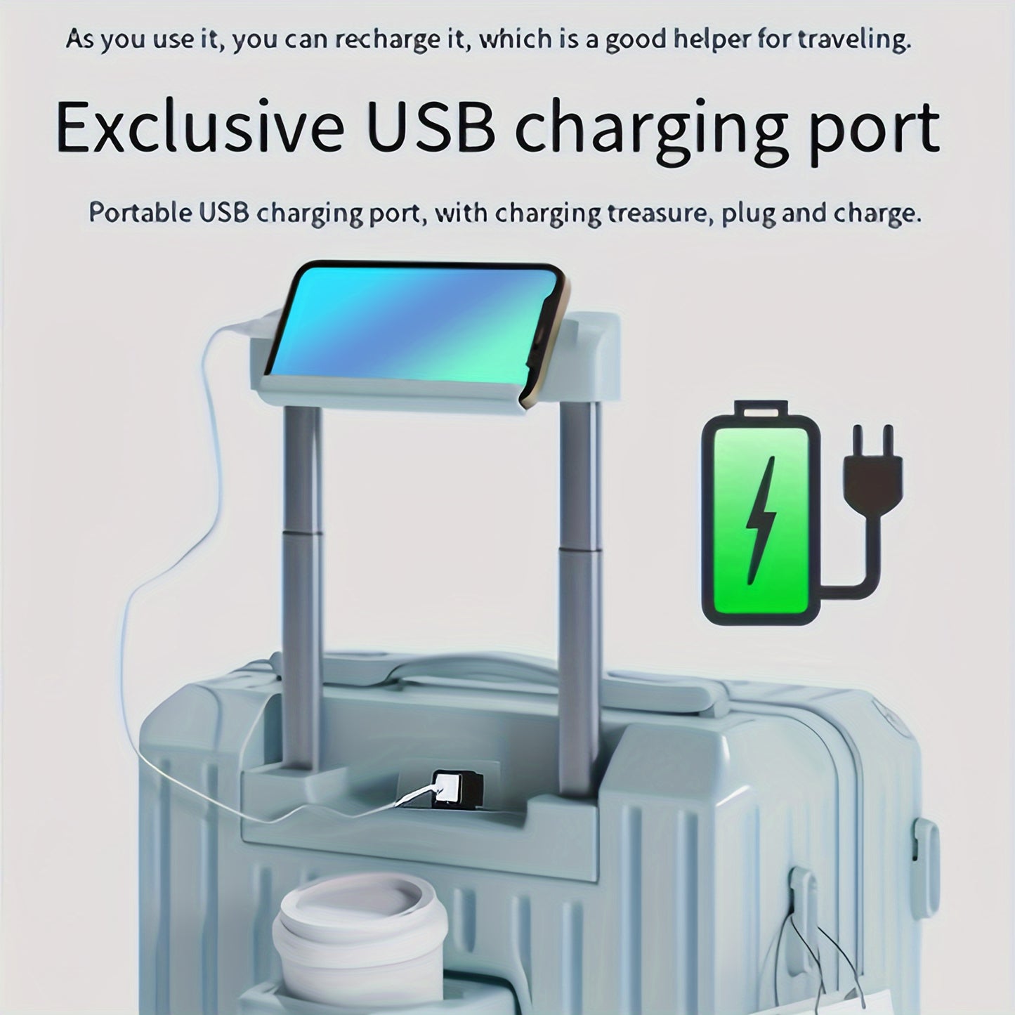 Expandable Luggage With Retractable Handle, TSA Lock, USB Charging, ABS+PC Material, Aluminum Frame, Multi-Functional Travel Bag