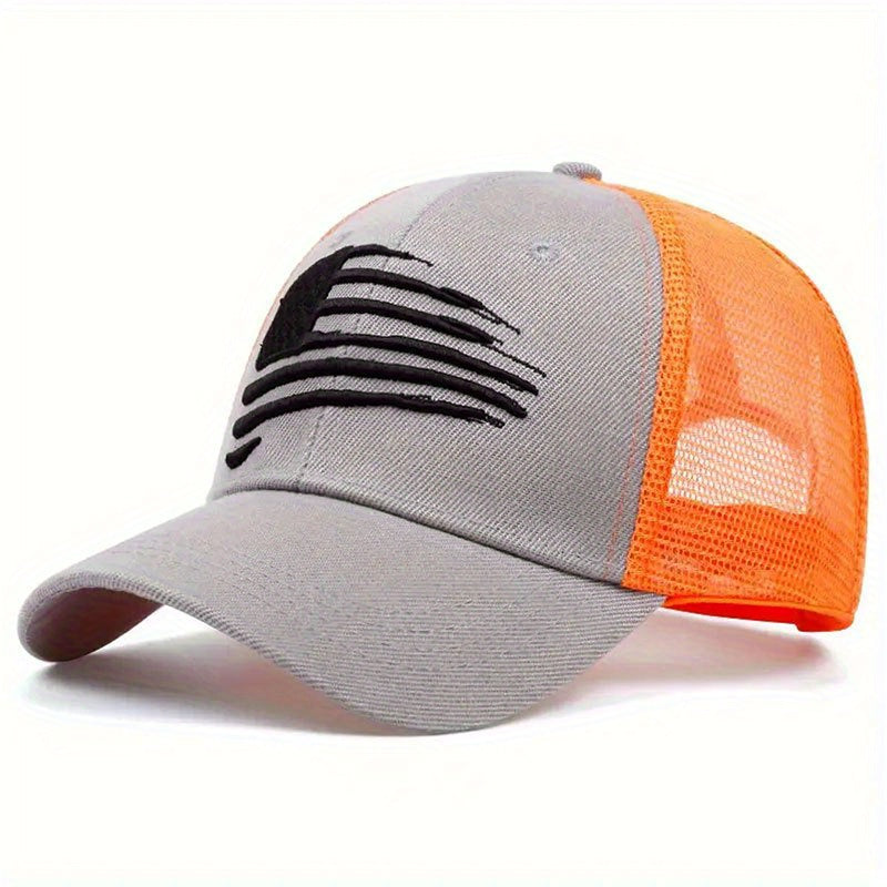 2pcs Patriotic American Flag Embroidered Baseball Caps - Breathable, Adjustable Trucker Hats for Outdoor Activities, Golf, Fishing & Travel, American Flag Hat