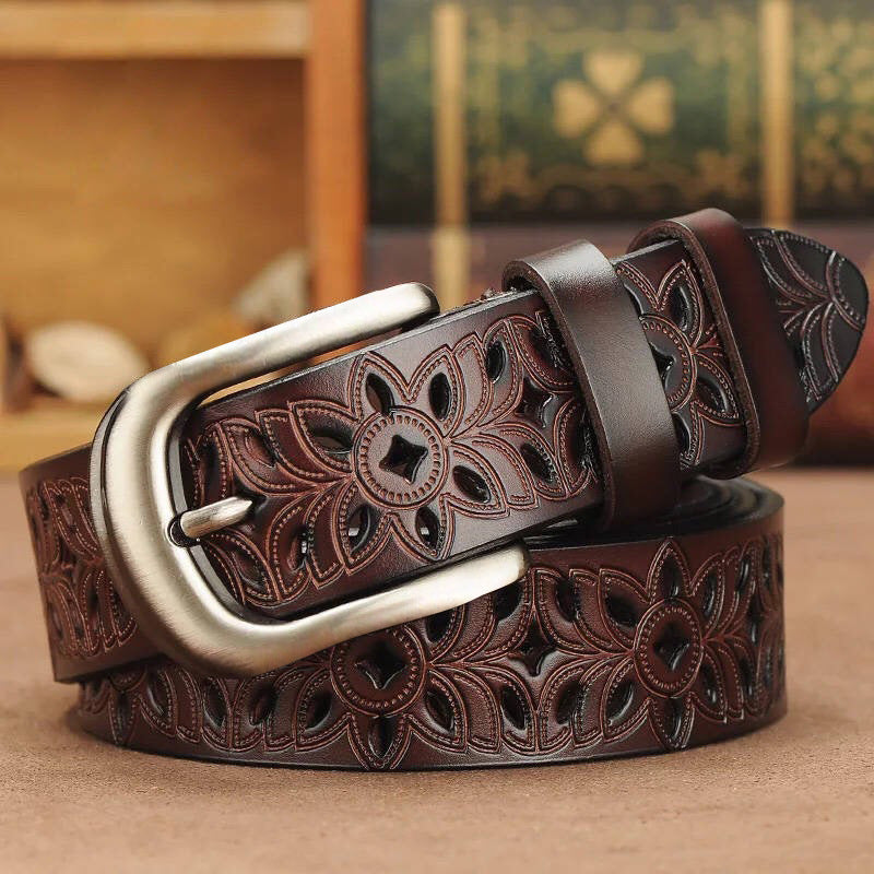 Ladies Fashion Solid Color Hollow Pattern Belt