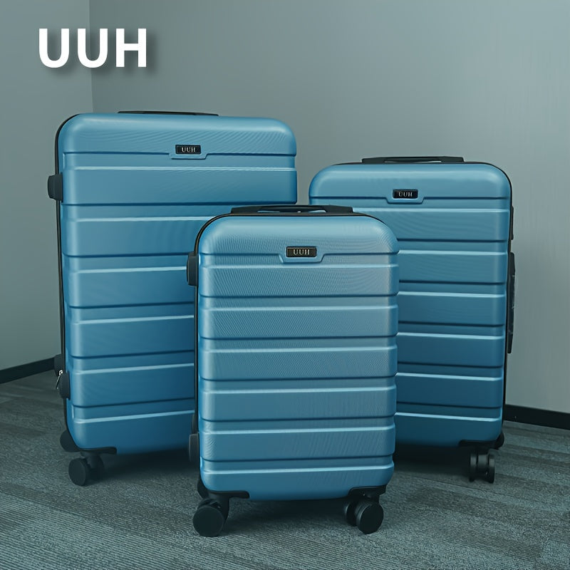 UUH-3-Piece Luggage Set-Telescoping Handle, Spinner Wheels, -Durable ABS Shell-Combination Locks, Smooth-Rolling Trolley Wheels-20/24/28 Inches Perfect For All Trip