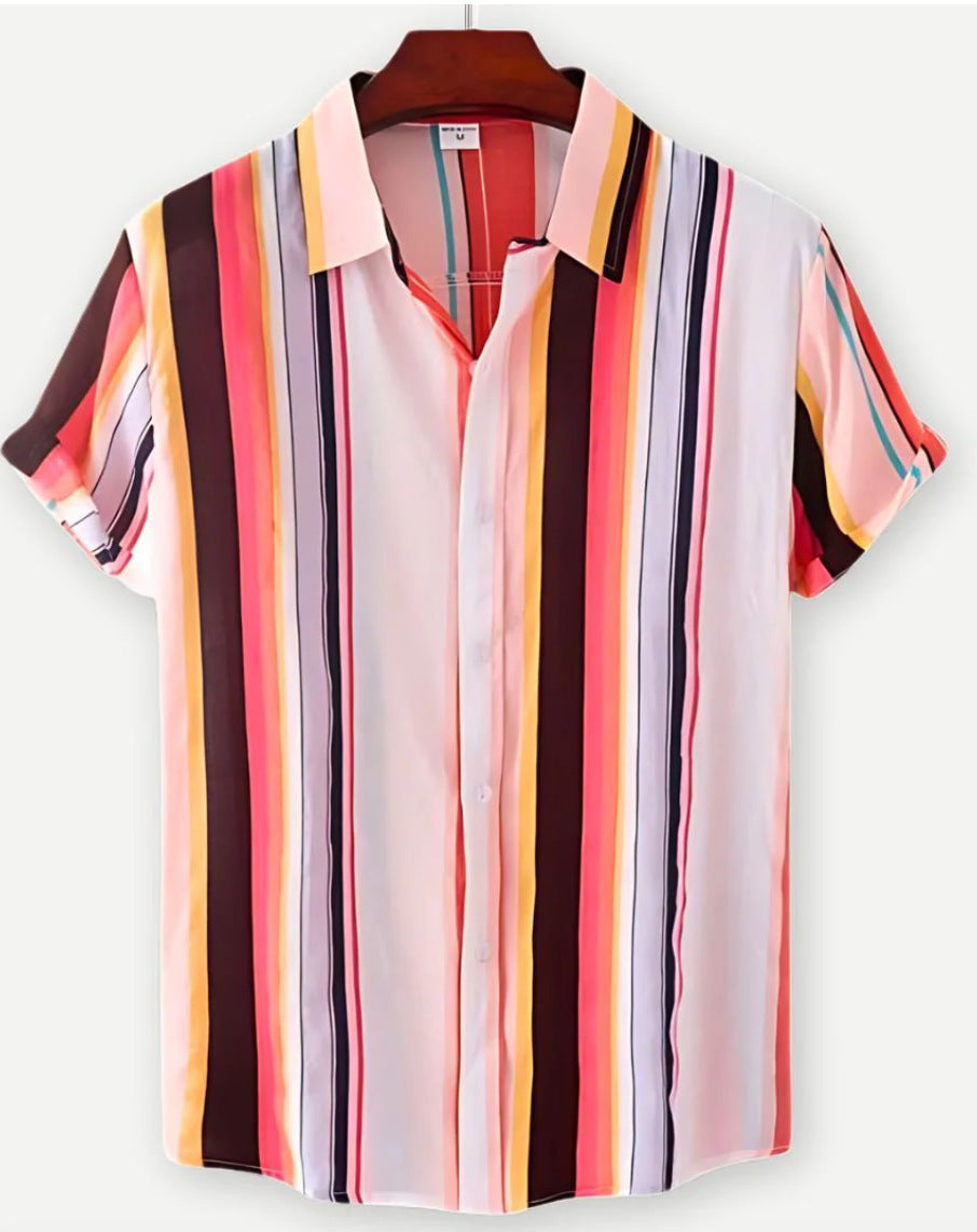 Hawaiian Printing Lapel Short Sleeve Shirt