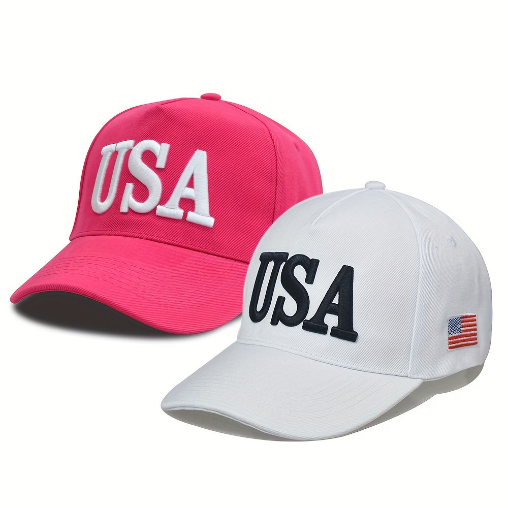 2pcs Premium USA Embroidered Adjustable Baseball Caps for Men & Women - Breathable Acrylic, Perfect for Outdoor Sports