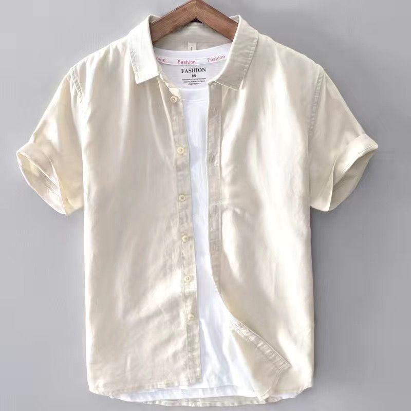 Japanese Linen Shirt Men Up-to-neck