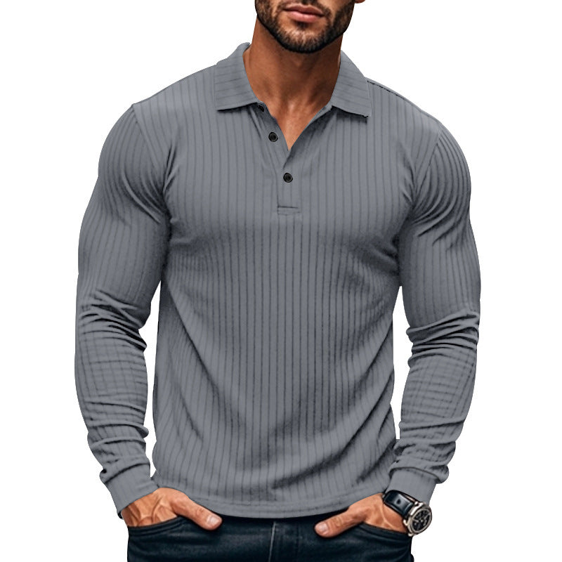 Men's Classic Casual American Lapel Button Long Sleeve